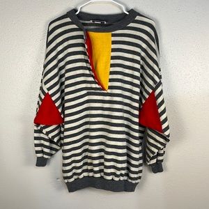 Vintage women’s color block striped sweater made in USA size L